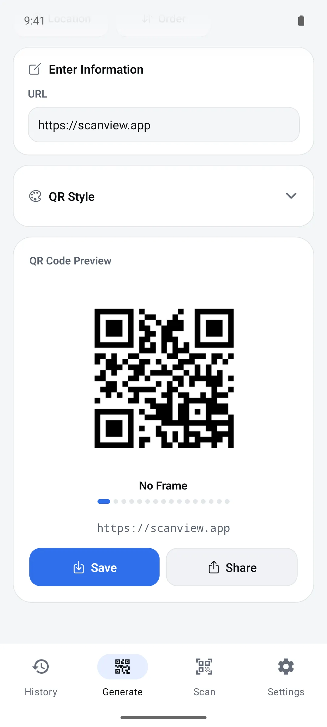 Creating a QR code: website URL and preview