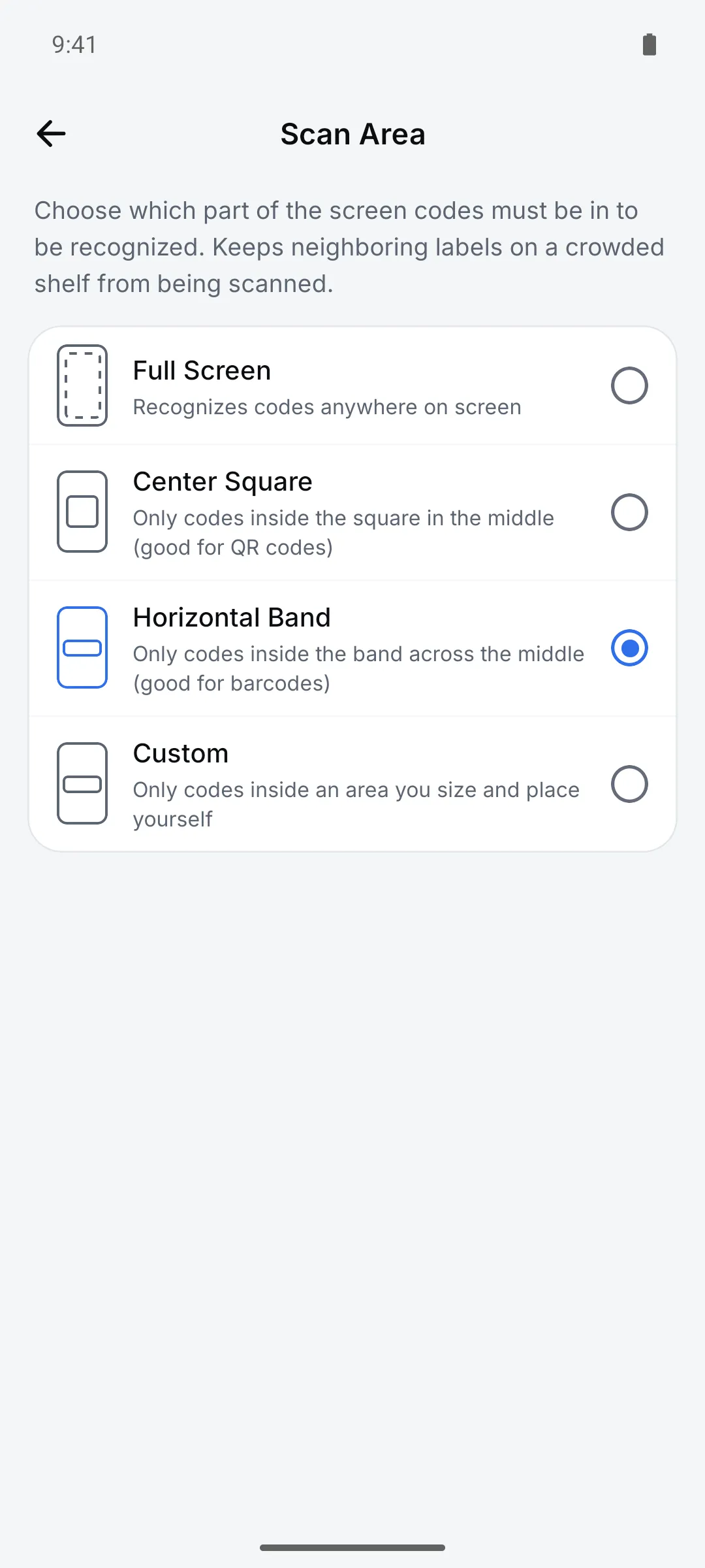 Choosing a scan region
